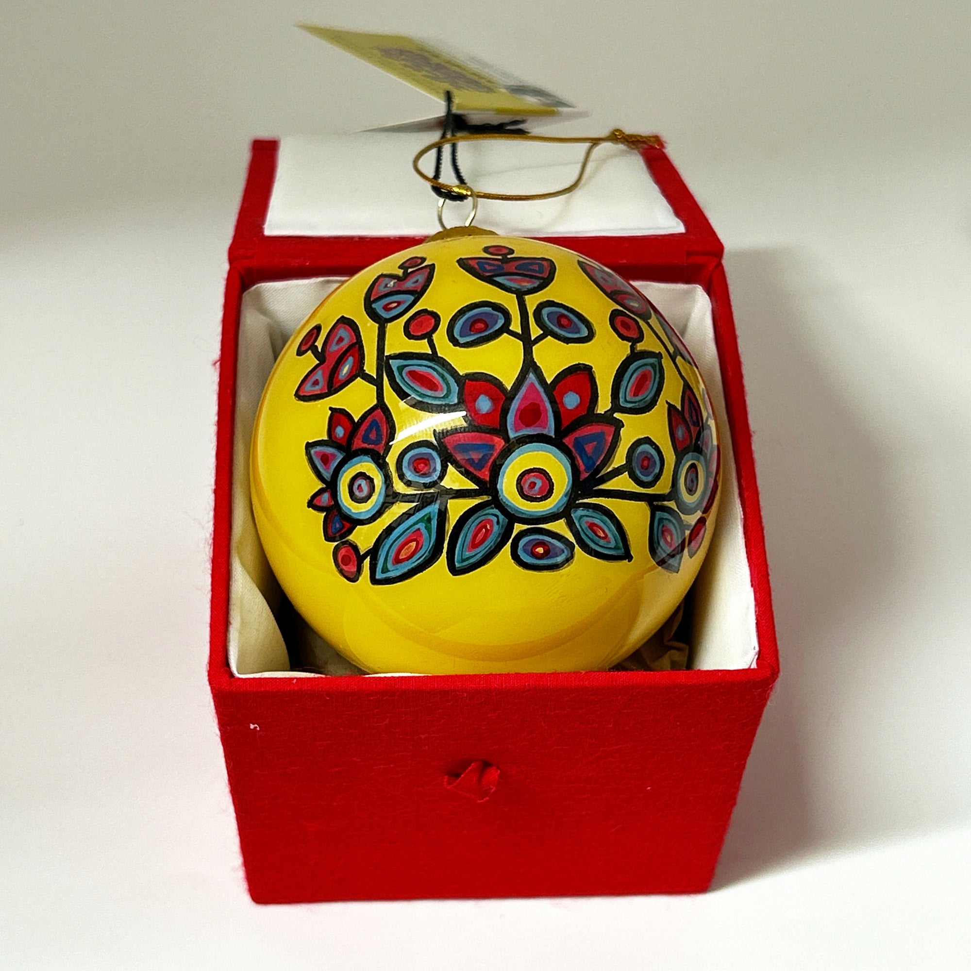 Ornament Norval Morisseau Floral On Yellow 3" Diameter -  - Ornament - House of Himwitsa Art Gallery