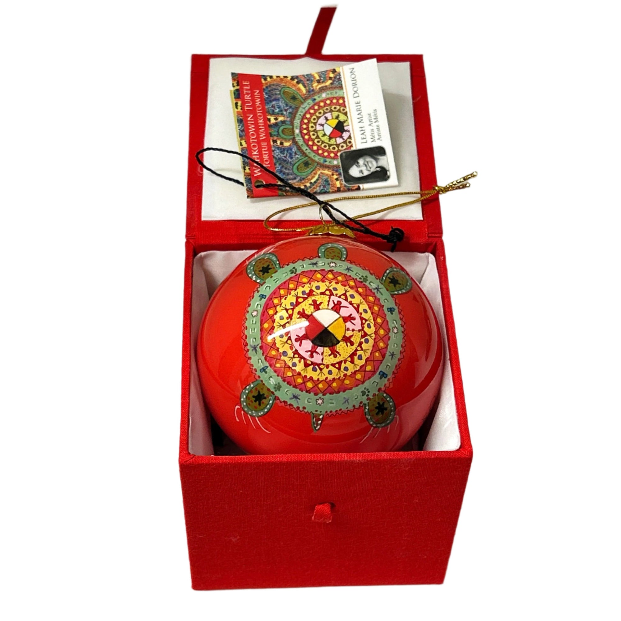 Ornament Leah Dorion Wahkotowin Turtle 3" Diameter -  - Ornament - House of Himwitsa Art Gallery