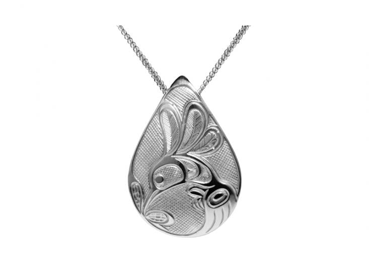 Bill Helin Silver Pewter Pendant Hummingbird (Teardrop) - Bill Helin Silver Pewter Pendant Hummingbird (Teardrop) -  - House of Himwitsa Native Art Gallery and Gifts