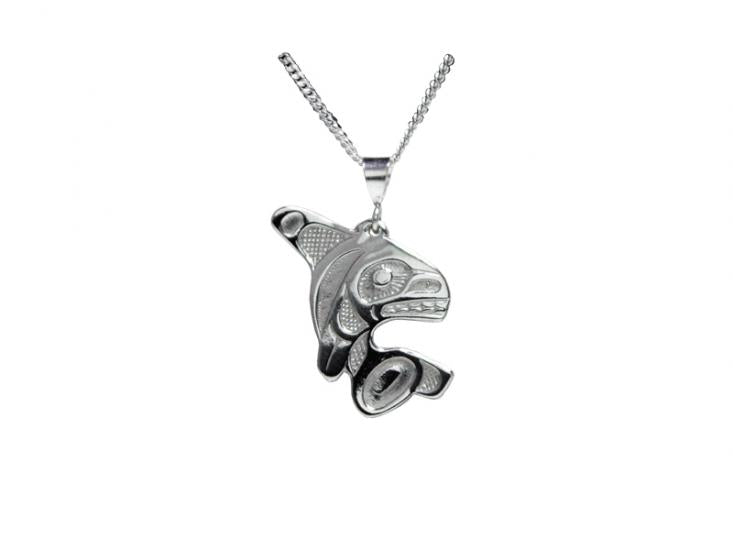 Bill Helin Silver Pewter Pendant Orca - Bill Helin Silver Pewter Pendant Orca -  - House of Himwitsa Native Art Gallery and Gifts