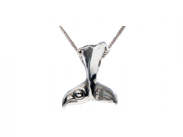 Bill Helin Silver Pewter Pendant Raven Whale Tail - Bill Helin Silver Pewter Pendant Raven Whale Tail -  - House of Himwitsa Native Art Gallery and Gifts