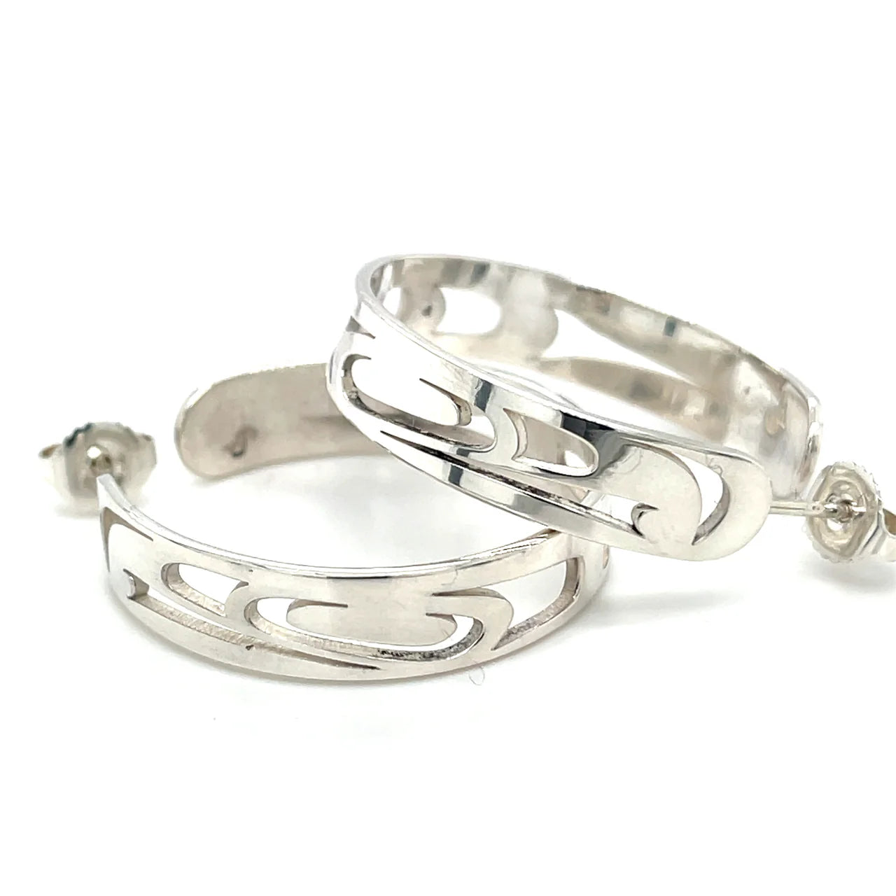 Grant Pauls Sterling Silver Earrings Raven Hoop -  - Silver Earrings - House of Himwitsa Art Gallery