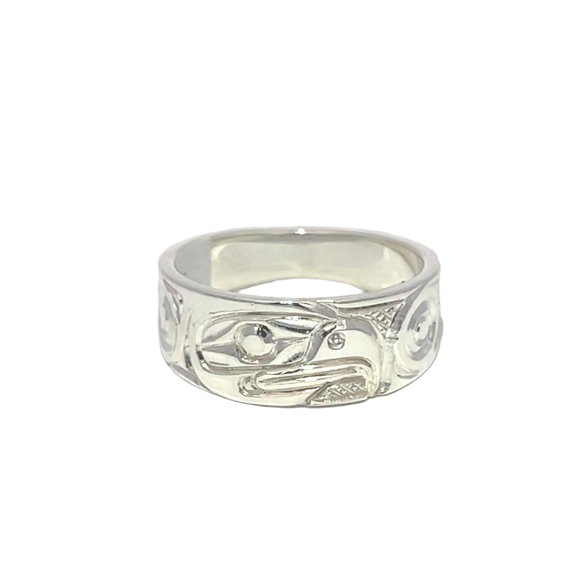 Ron Jackson Eagle 3/8" Silver Tapered Band Rings - Ron Jackson - Jewellery - House of Himwitsa Art Gallery