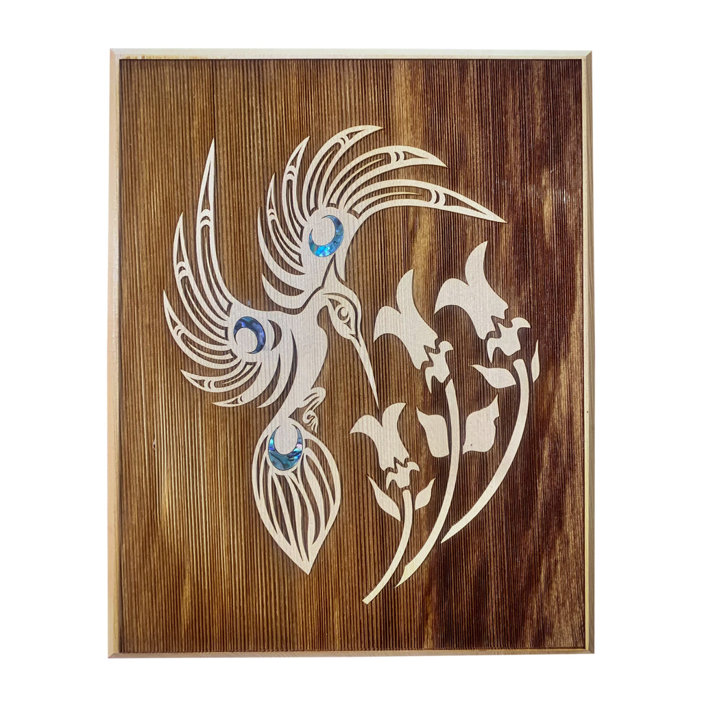Shain Jackson Cedar Hummingbird Plaque - House of Himwitsa Native Art Gallery and Gifts