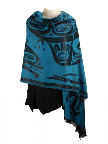 Shawls Silk and Wool Orca Whale Corrine Hunt -  - SHAWL - House of Himwitsa Art Gallery