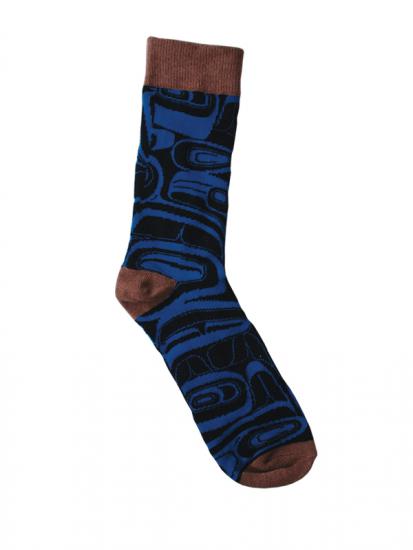 Socks Kelly Robinson Raven (blue) - M/L - 52 52 587 - House of Himwitsa Native Art Gallery and Gifts