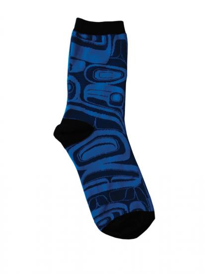 Socks Kelly Robinson Raven (blue/black) - M/L - 52 52 589 - House of Himwitsa Native Art Gallery and Gifts