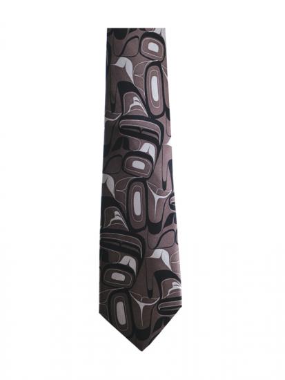 Silk Tie Boxed Kelly Robinson Eagle (Grey) - Silk Tie Boxed Kelly Robinson Eagle (Grey) -  - House of Himwitsa Native Art Gallery and Gifts