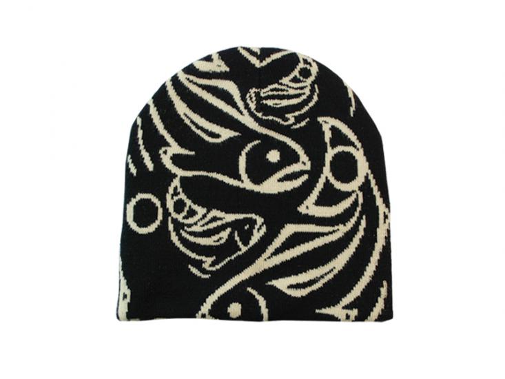 Toque Connie Dickens Salmon (Black/Cream) - Toque Connie Dickens Salmon (Black/Cream) -  - House of Himwitsa Native Art Gallery and Gifts