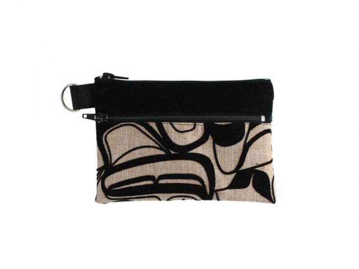 Flock Zip Pouch Kelly Robinson Eagle (Beige) - Flock Zip Pouch Kelly Robinson Eagle (Beige) -  - House of Himwitsa Native Art Gallery and Gifts