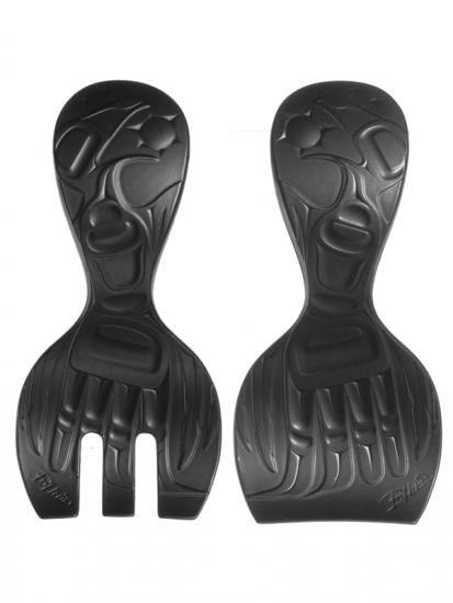 Bill Helin Raven Salad Servers (Charcoal) - Bill Helin Raven Salad Servers (Charcoal) -  - House of Himwitsa Native Art Gallery and Gifts