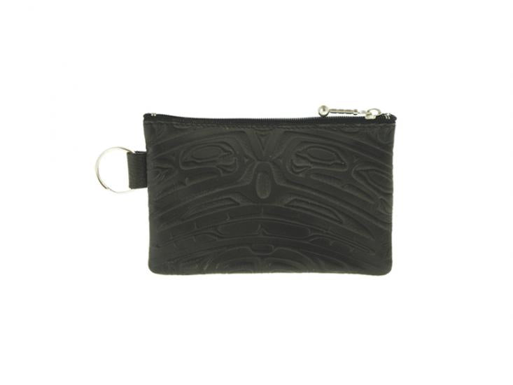 Embossed Coin Purse Bear Box Design (Black Leather) - Embossed Coin Purse Bear Box Design (Black Leather) -  - House of Himwitsa Native Art Gallery and Gifts