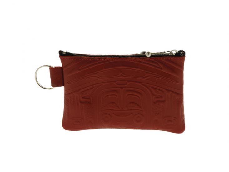 Embossed Coin Purse Bear Box Design (Red Leather) - Embossed Coin Purse Bear Box Design (Red Leather) -  - House of Himwitsa Native Art Gallery and Gifts