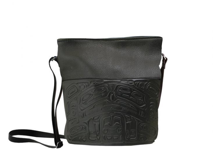 Embossed Leather Purse w/Pocket Bear Box (Black Leather) - Embossed Leather Purse w/Pocket Bear Box (Black Leather) -  - House of Himwitsa Native Art Gallery and Gifts