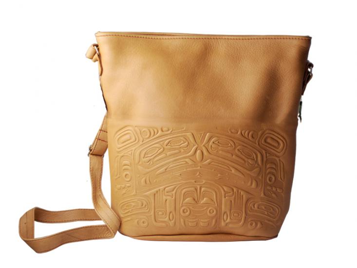 Embossed Leather Purse w/Side Zipper Bear Box (Saddle Leather) - Embossed Leather Purse w/Side Zipper Bear Box (Saddle Leather) -  - House of Himwitsa Native Art Gallery and Gifts