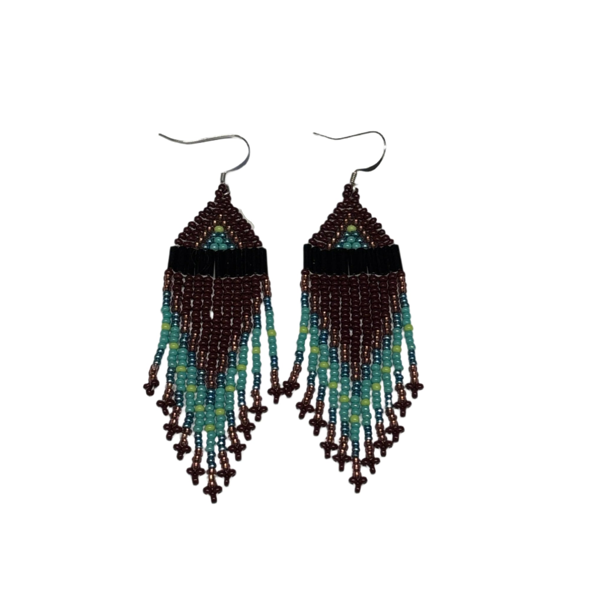 Beaded Earrings Turquoise Pressure Ridge -  - Beaded Earrings - House of Himwitsa Art Gallery