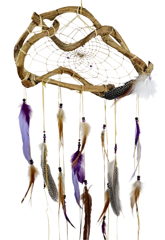 12" The Wanderer Dream Catcher with purple feathers -  - Dream Catcher - House of Himwitsa Art Gallery