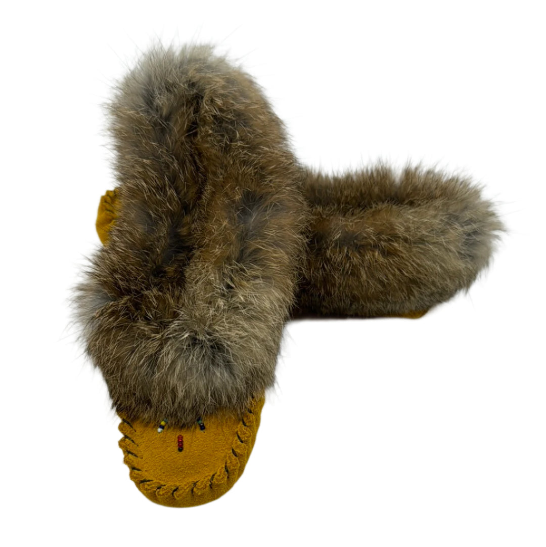 Juniors Moccasins with Brown Rabbit Fur 221J -  -  - House of Himwitsa Art Gallery