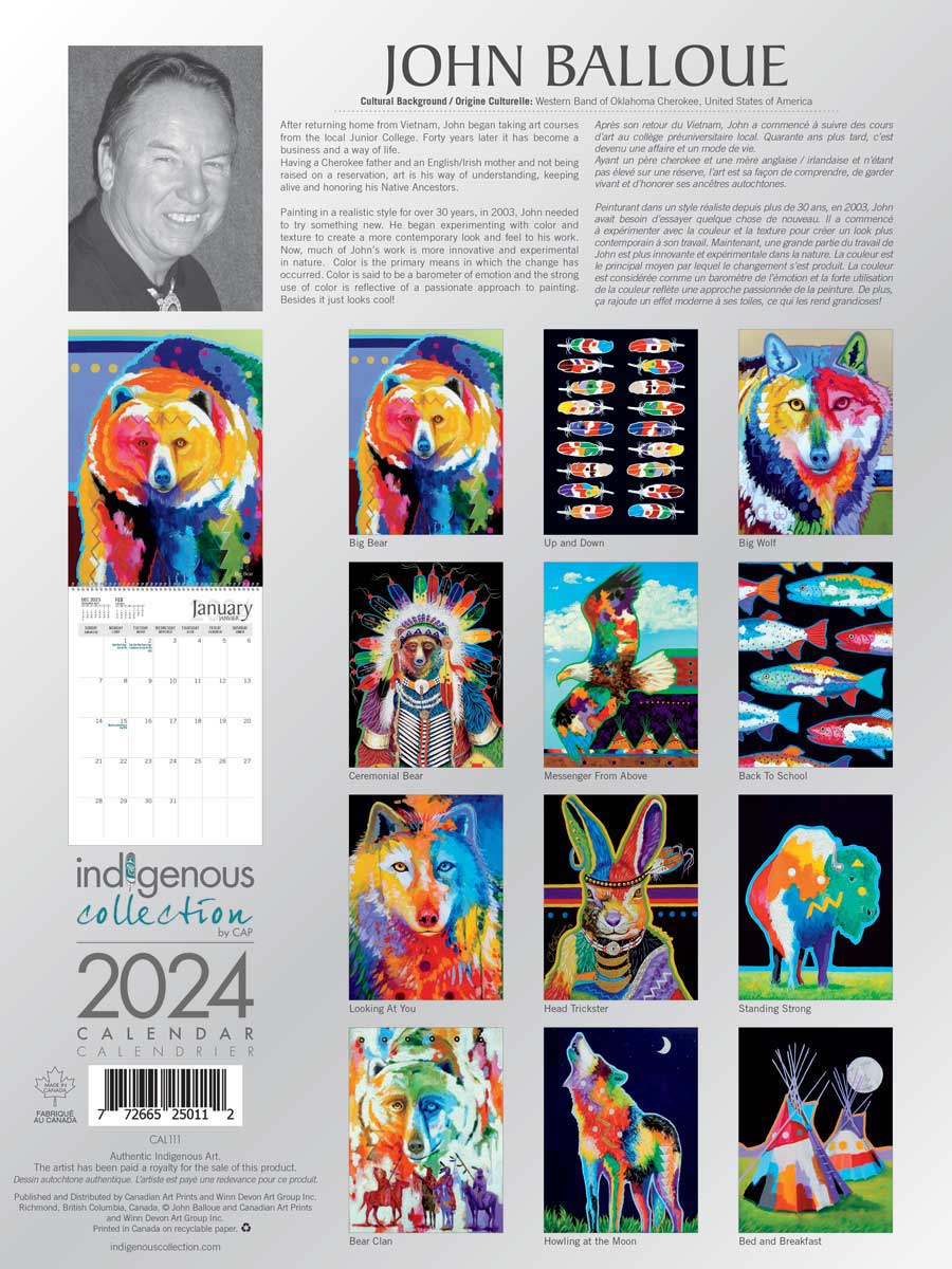Calendar John Balloue 2024 - Calendar John Balloue 2024 -  - House of Himwitsa Native Art Gallery and Gifts