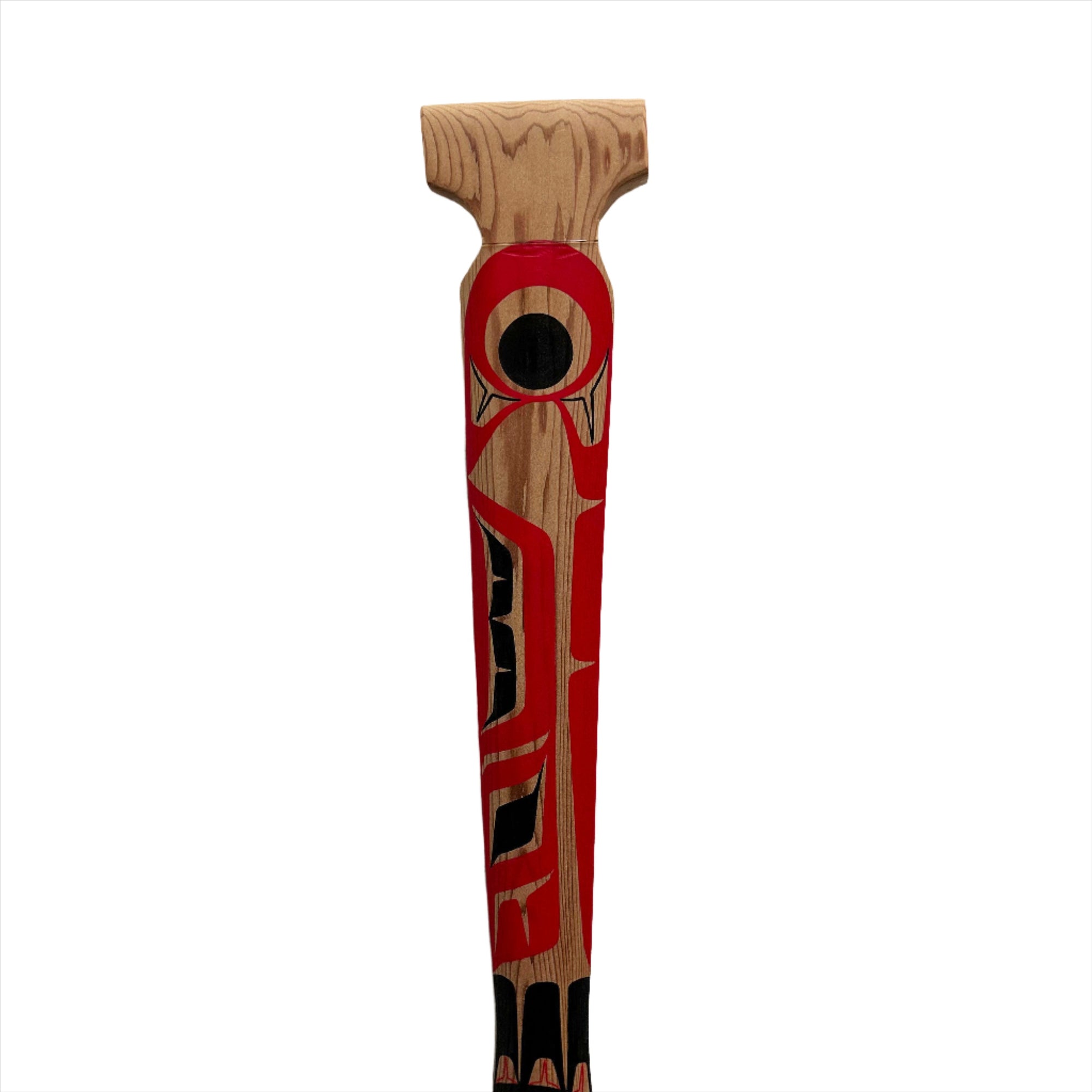 CECILIA ADAMS RAVEN RED CEDAR PADDLE 3 FEET - Cecilia Adams - PADDLES - House of Himwitsa Art Gallery