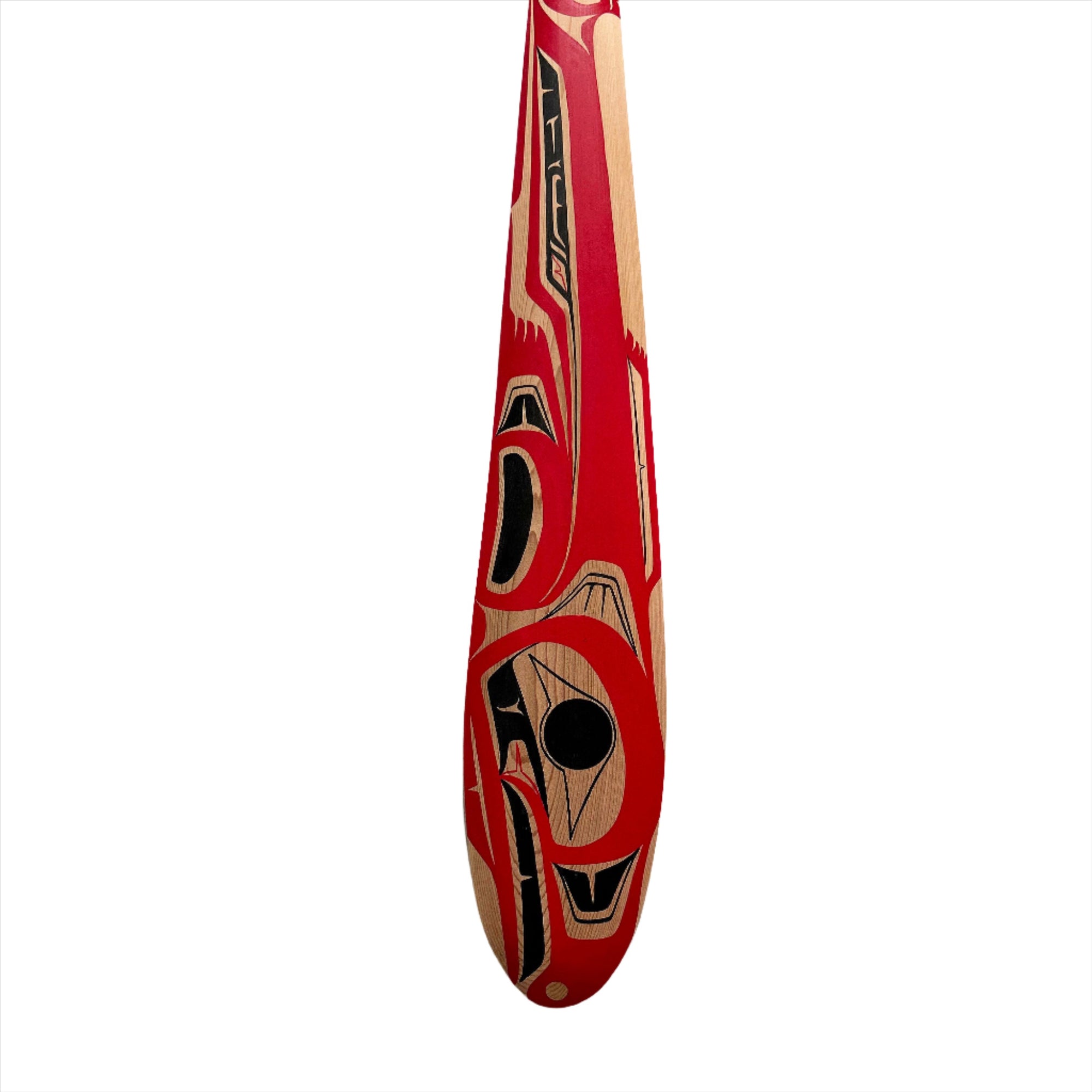 CECILIA ADAMS SALMON RED CEDAR PADDLE 3 FEET - Cecilia Adams - PADDLES - House of Himwitsa Art Gallery