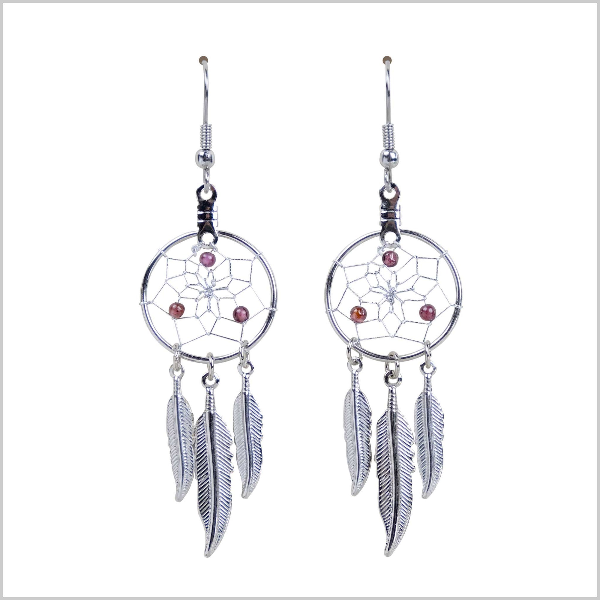 Earrings Birthstone January-Garnet Dream Catcher Jewellery - Earrings Birthstone January-Garnet Dream Catcher Jewellery -  - House of Himwitsa Native Art Gallery and Gifts