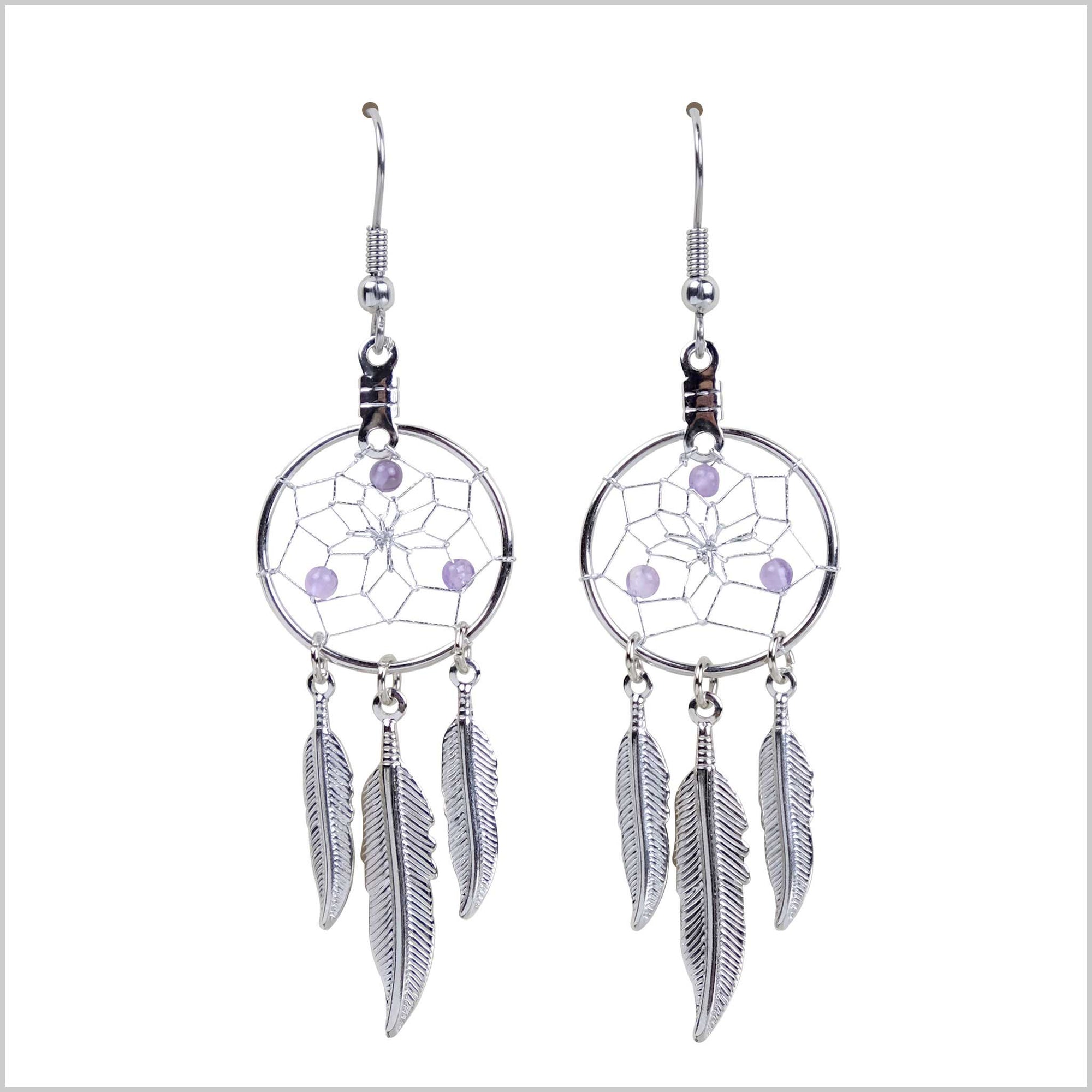 Earrings Birthstone "February-Amethyst" Dream Catcher Jewellery -  - Earrings - House of Himwitsa Art Gallery