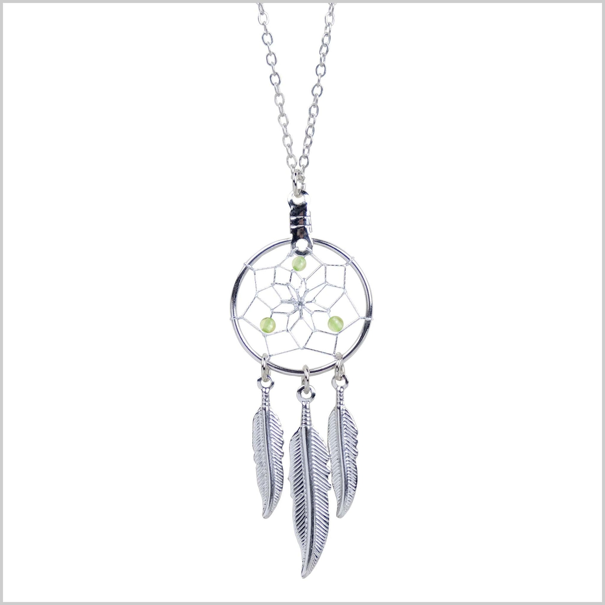 Dream Catcher Pendant Birthstone "Peridot" Jewellery -  - Silver Pendant - House of Himwitsa Art Gallery