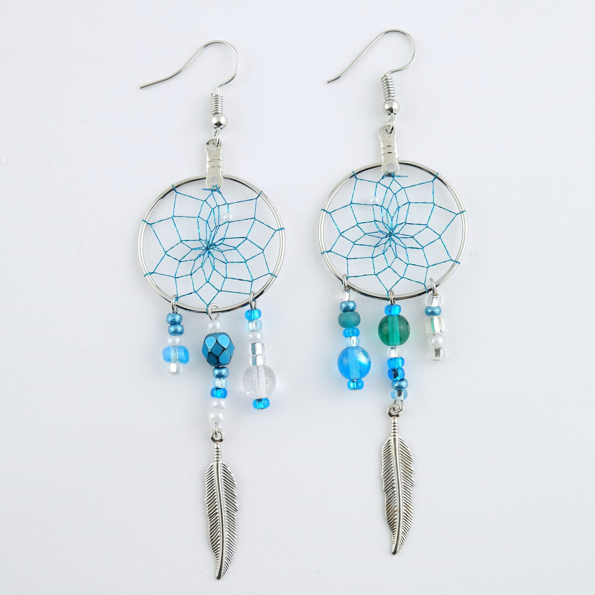 Magical 1" Dream Catcher Earrings Jewellery "Turquoise/Green"