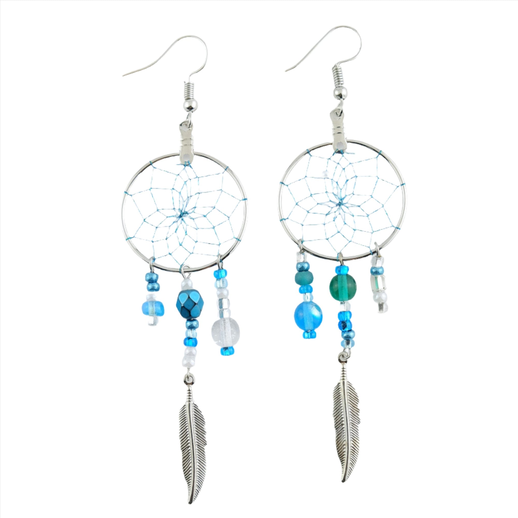 Magical 1" Dream Catcher Earrings Jewellery "Turquoise/Green" -  - Earrings - House of Himwitsa Art Gallery