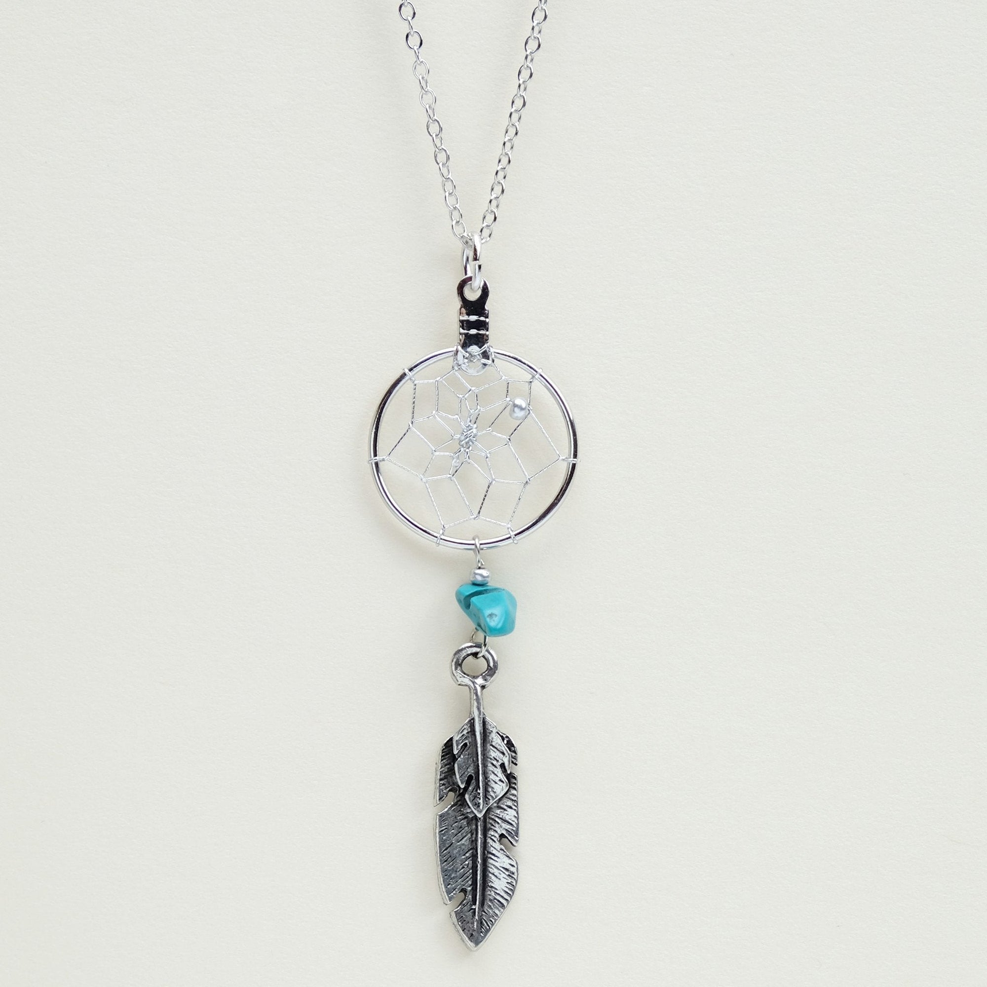 Dream Catcher Pendant Jewellery with Turquoise Semi-Precious Stones - Dream Catcher Pendant Jewellery with Turquoise Semi-Precious Stones -  - House of Himwitsa Native Art Gallery and Gifts