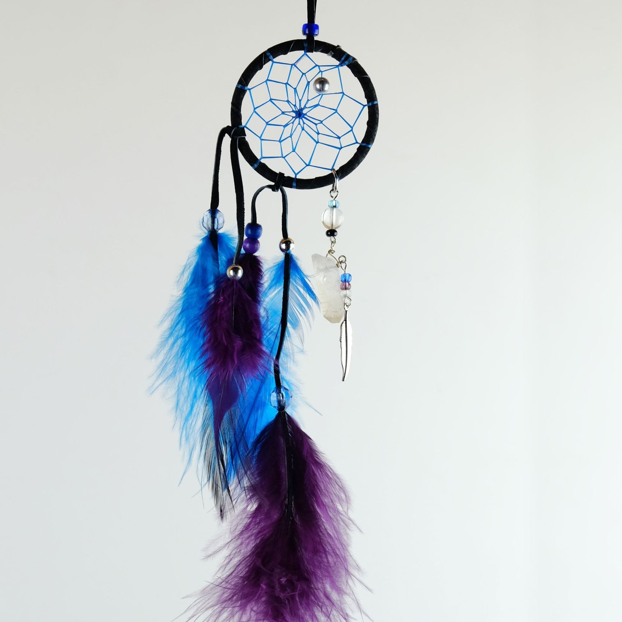 2" Magical Dream Catchers detailed with Quartz Crystal Assorted Colours - Monague Native Crafts - Dream Catcher - House of Himwitsa Art Gallery