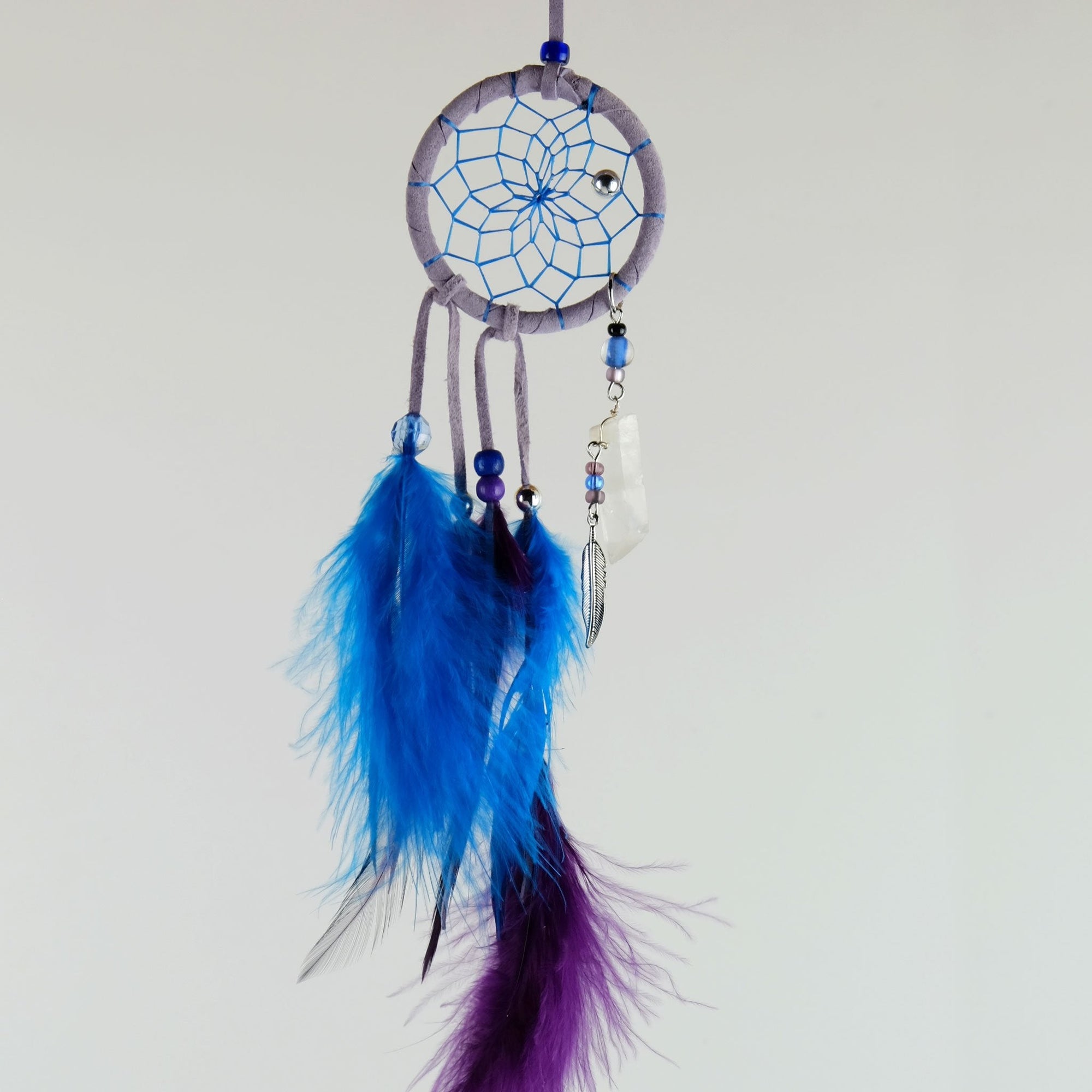 2" Magical Dream Catchers detailed with Quartz Crystal Assorted Colours - Monague Native Crafts - Dream Catcher - House of Himwitsa Art Gallery