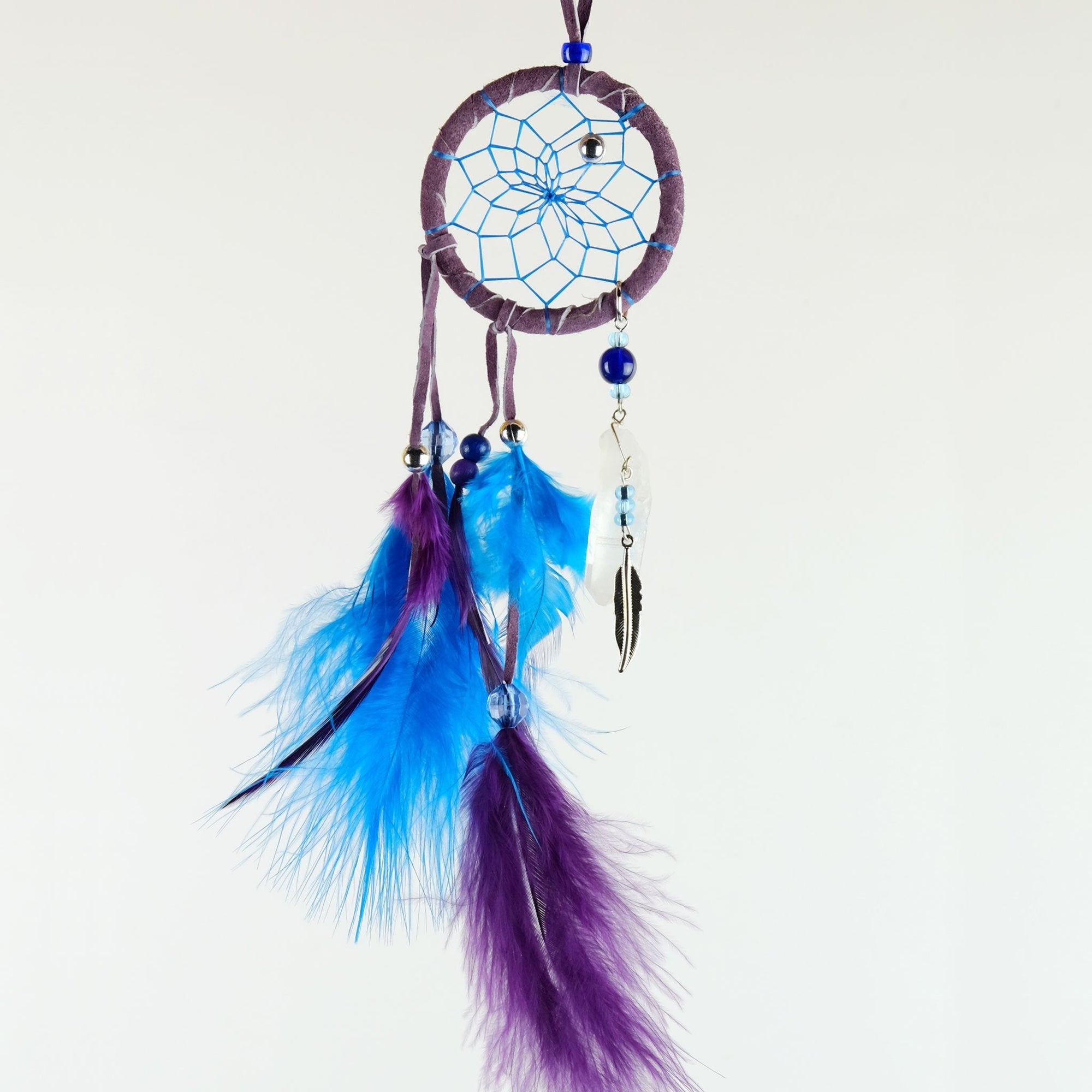 2" Magical Dream Catchers detailed with Quartz Crystal Assorted Colours - Monague Native Crafts - Dream Catcher - House of Himwitsa Art Gallery