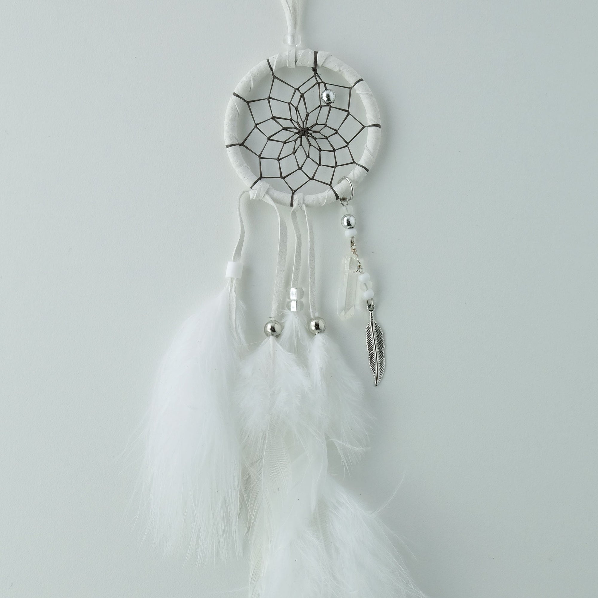 2" Magical Dream Catchers detailed with Quartz Crystal Assorted Colours - Monague Native Crafts - Dream Catcher - House of Himwitsa Art Gallery