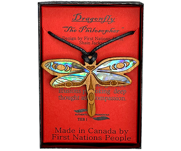 WOOD PENDANTS - Light Cherry / Dragonfly - 212WPL - House of Himwitsa Native Art Gallery and Gifts