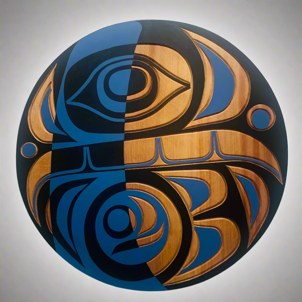 Jim Charlie Panel Baby Raven -  - wood carving - House of Himwitsa Art Gallery