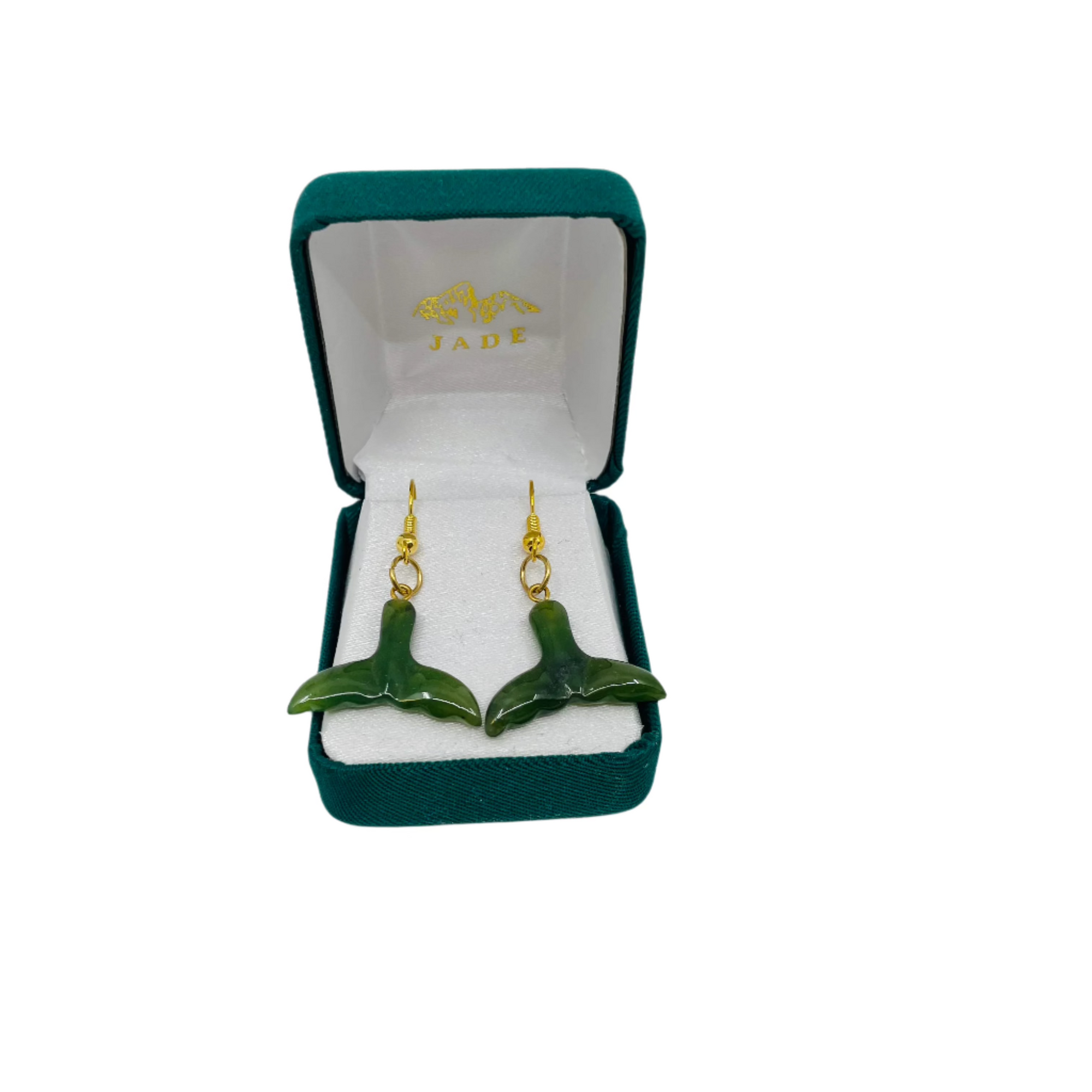 1.25" Jade Whale Tail Earrings - Dan Lee - Jade - House of Himwitsa Art Gallery