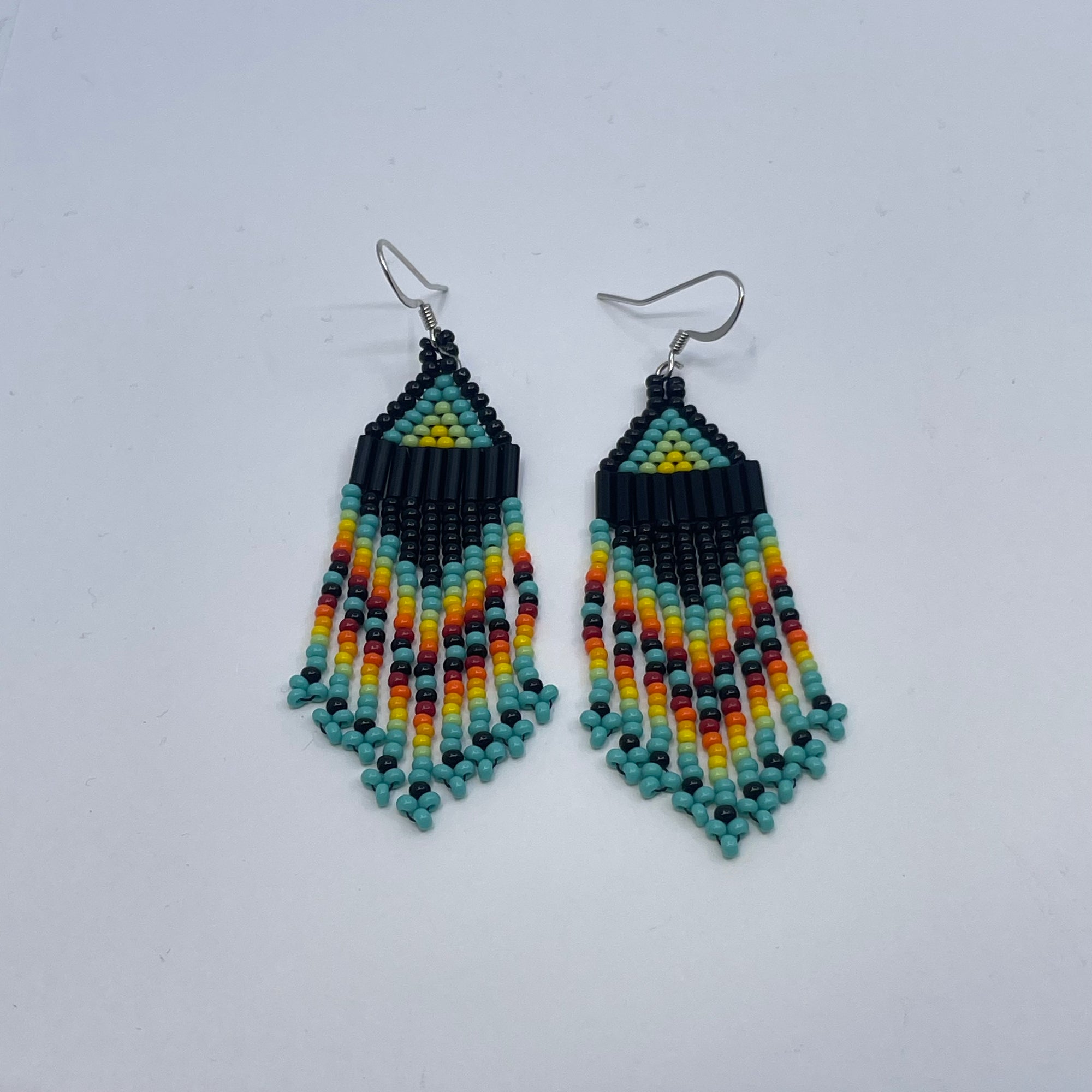 Beaded Earrings Turquoise Rainbow -  - Beaded Earrings - House of Himwitsa Art Gallery