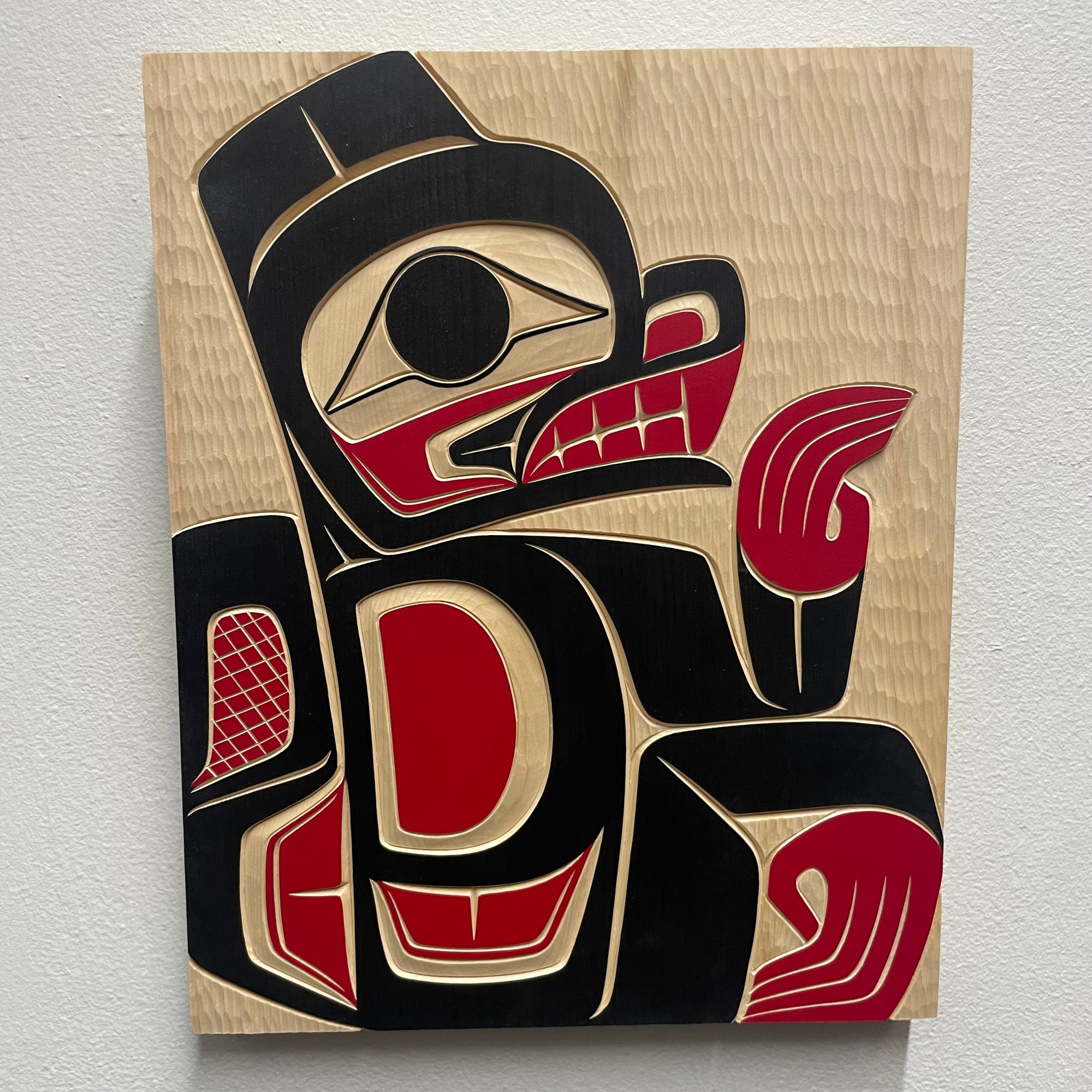 Cecilia Adams 9" x 14" x 1" Panel Yellow Cedar Black Beaver -  - Panel - House of Himwitsa Art Gallery