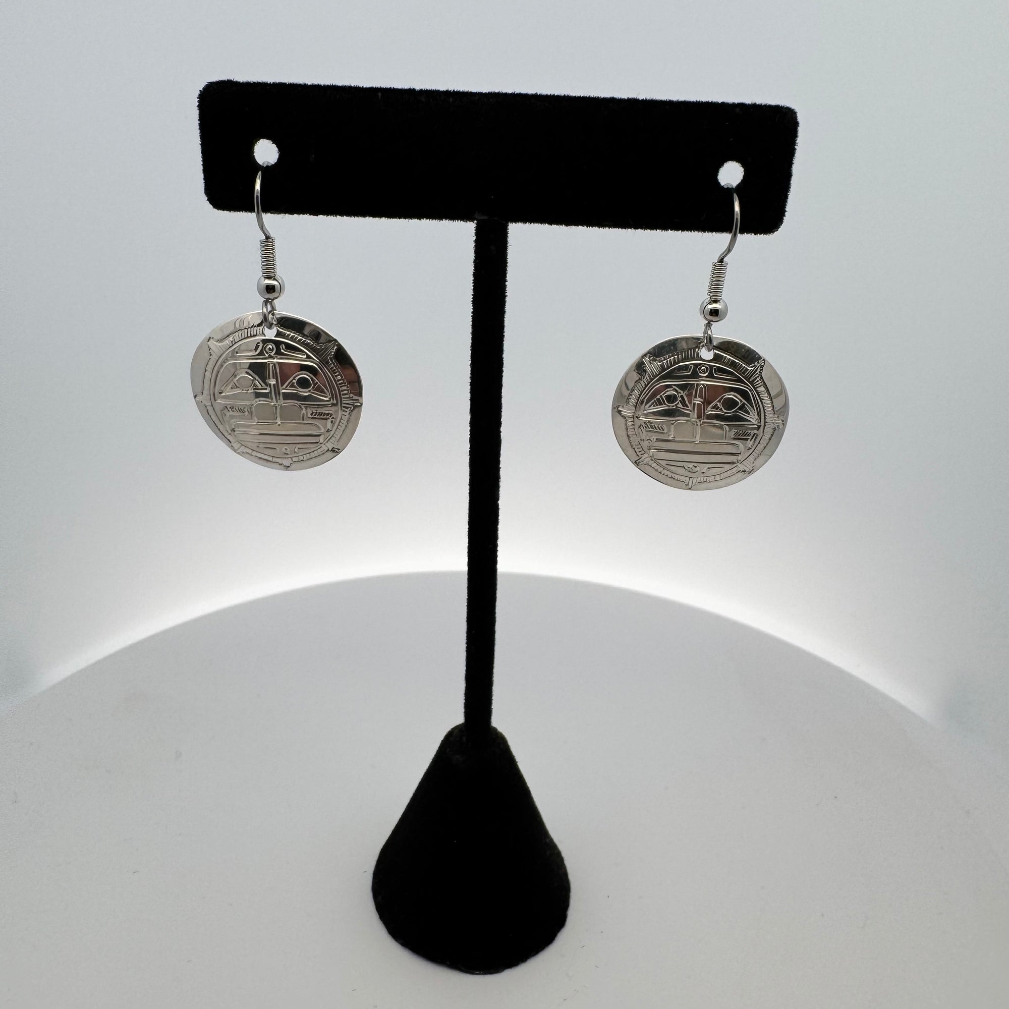 Gilbert Pat Silver Earrings Medium -  - Silver Earrings - House of Himwitsa Art Gallery