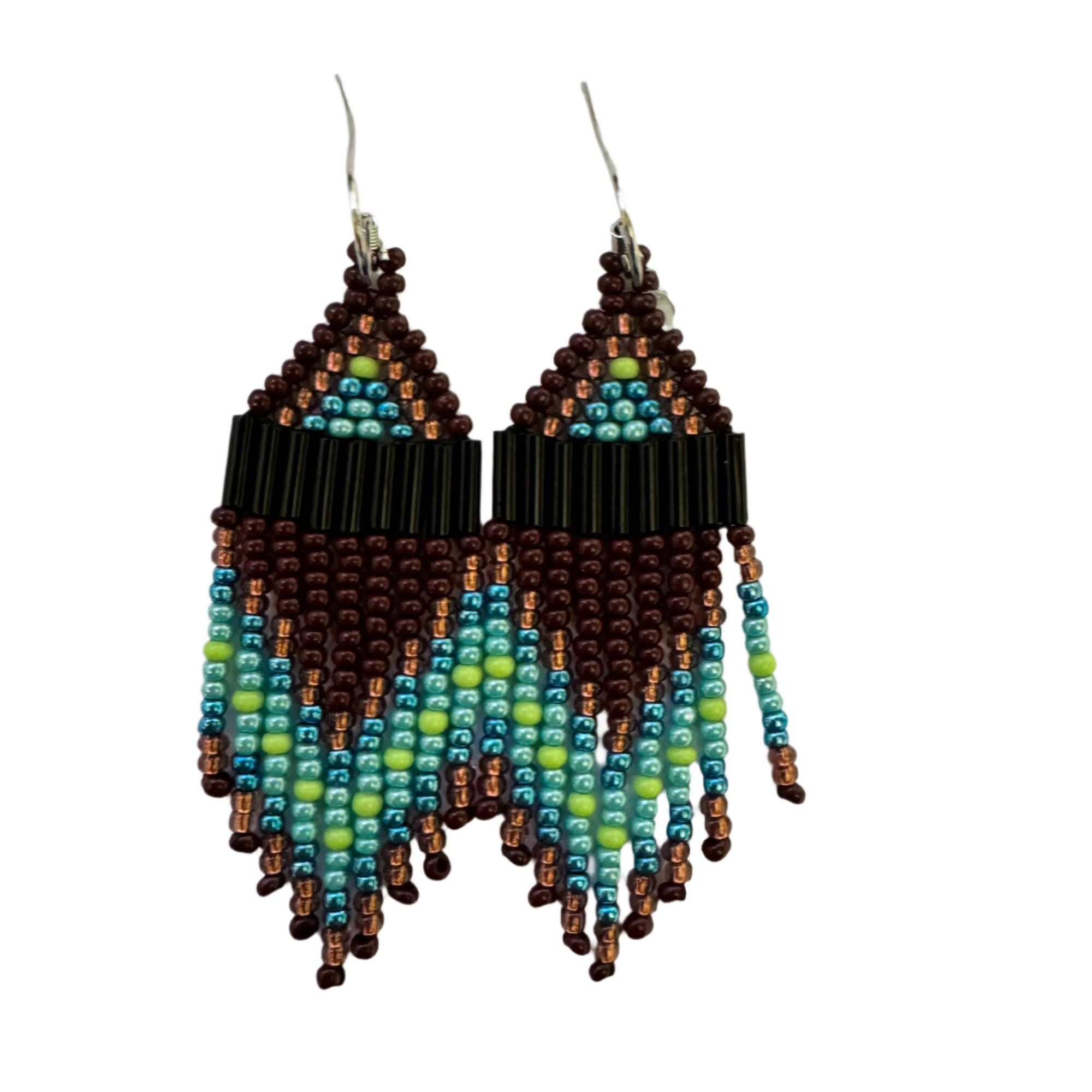 Beaded Earrings Turquoise Pressure Ridge -  - Beaded Earrings - House of Himwitsa Art Gallery