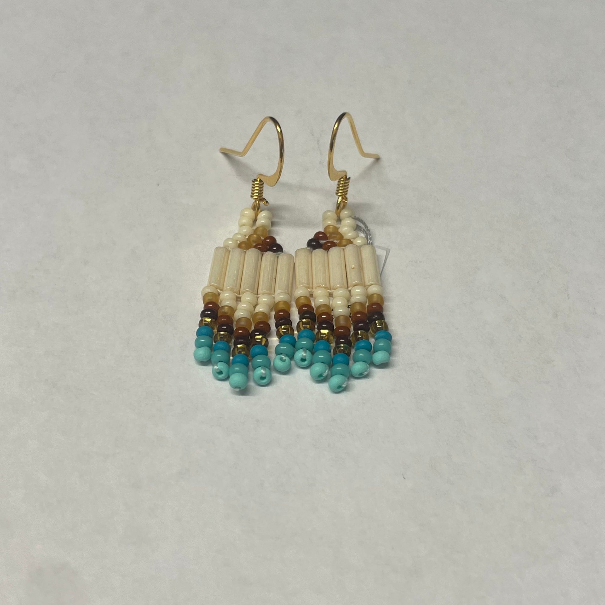 Beaded Earrings Golden Earth to Water -  - Beaded Earrings - House of Himwitsa Art Gallery