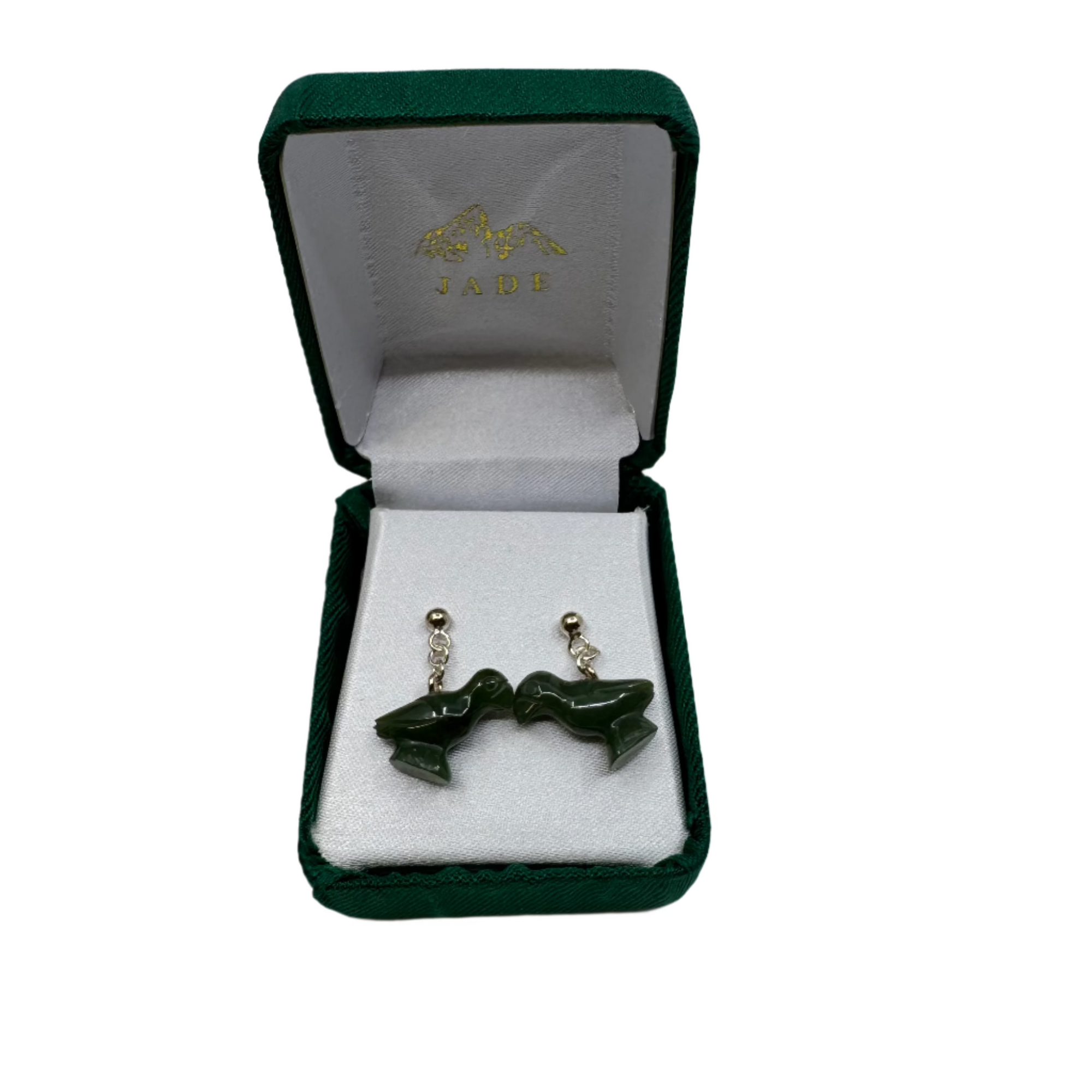 1/2" Jade Earrings Puffin -  - Jade - House of Himwitsa Art Gallery
