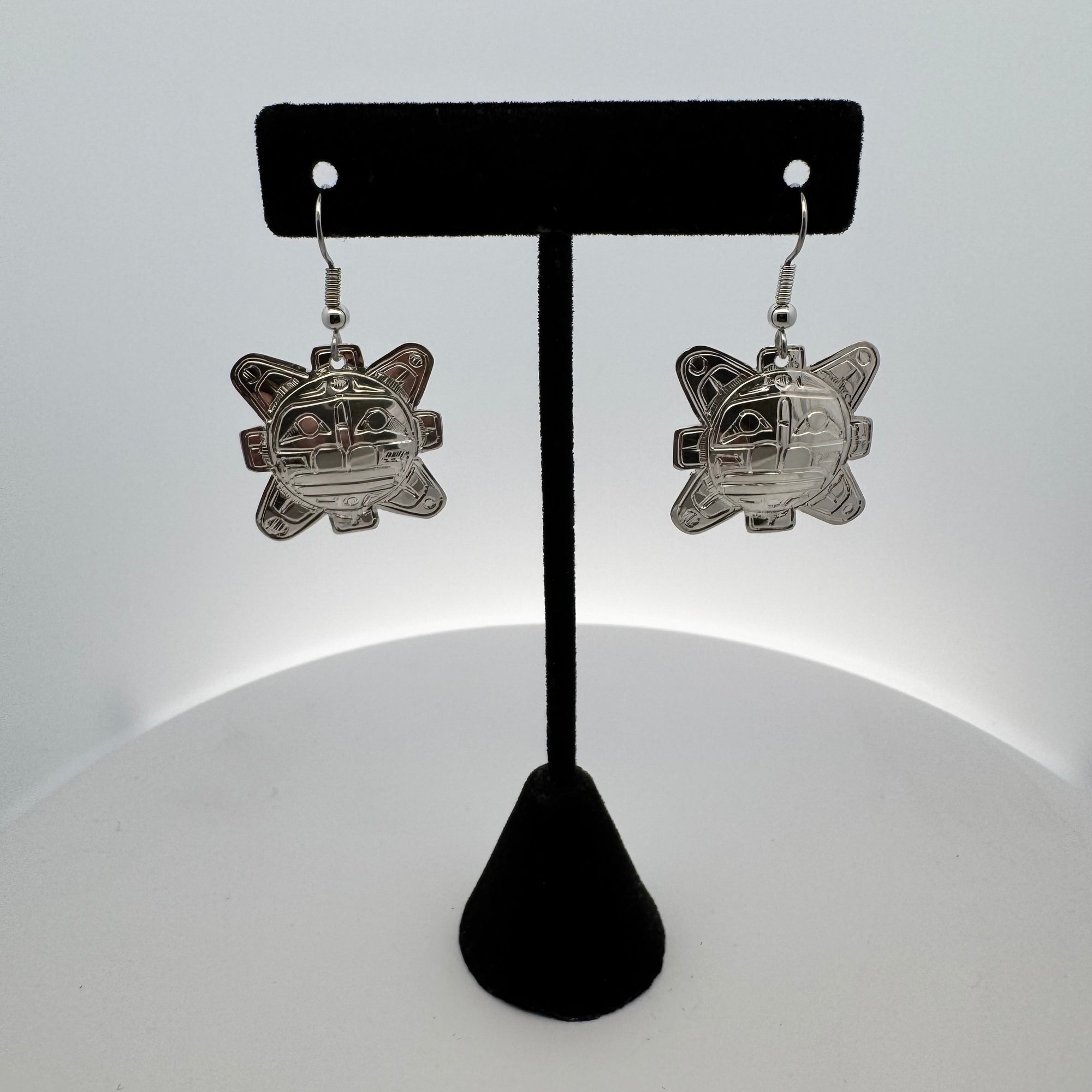 Gilbert Pat Silver Earrings Medium -  - Silver Earrings - House of Himwitsa Art Gallery
