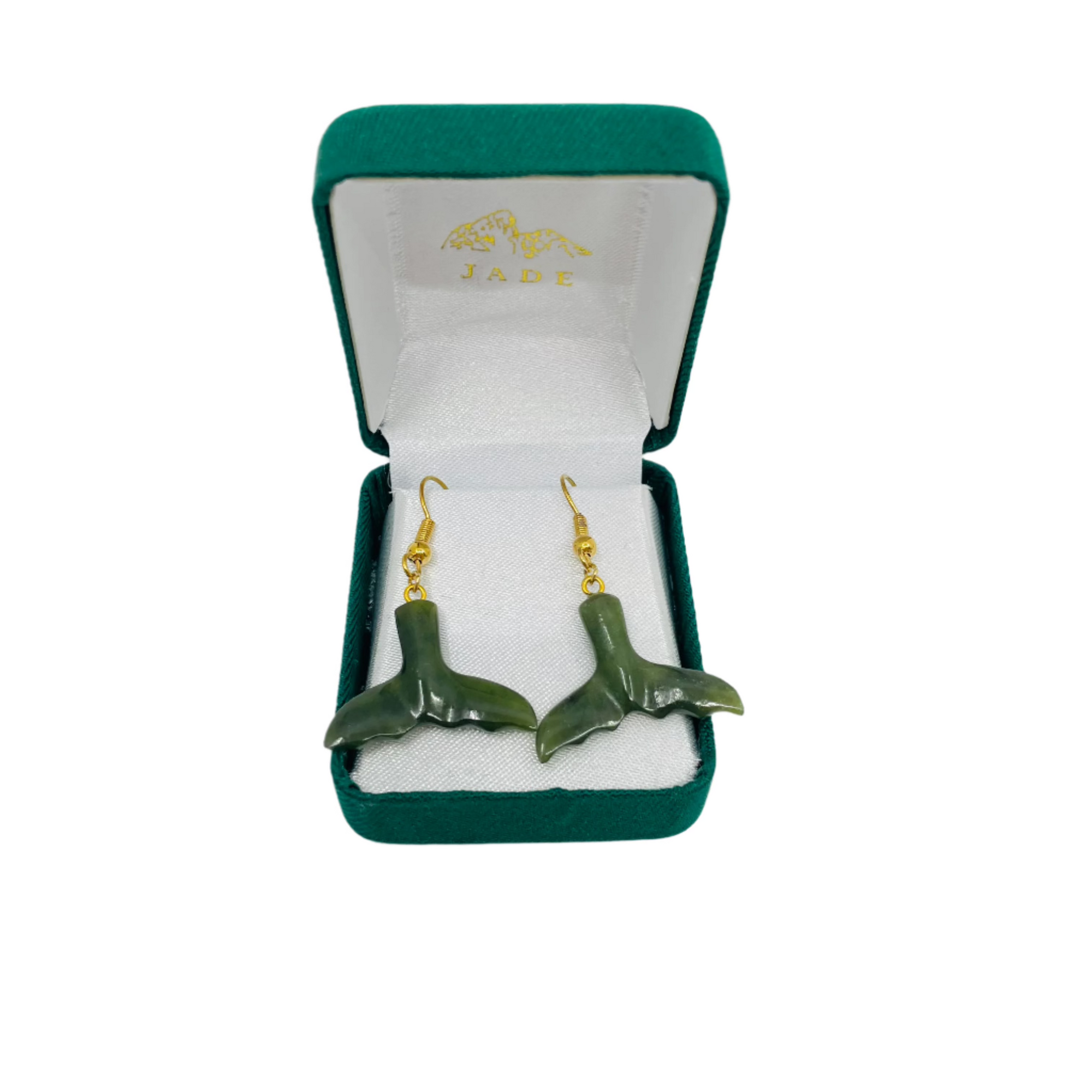 1.25" Jade Whale Tail Earrings - Dan Lee - Jade - House of Himwitsa Art Gallery