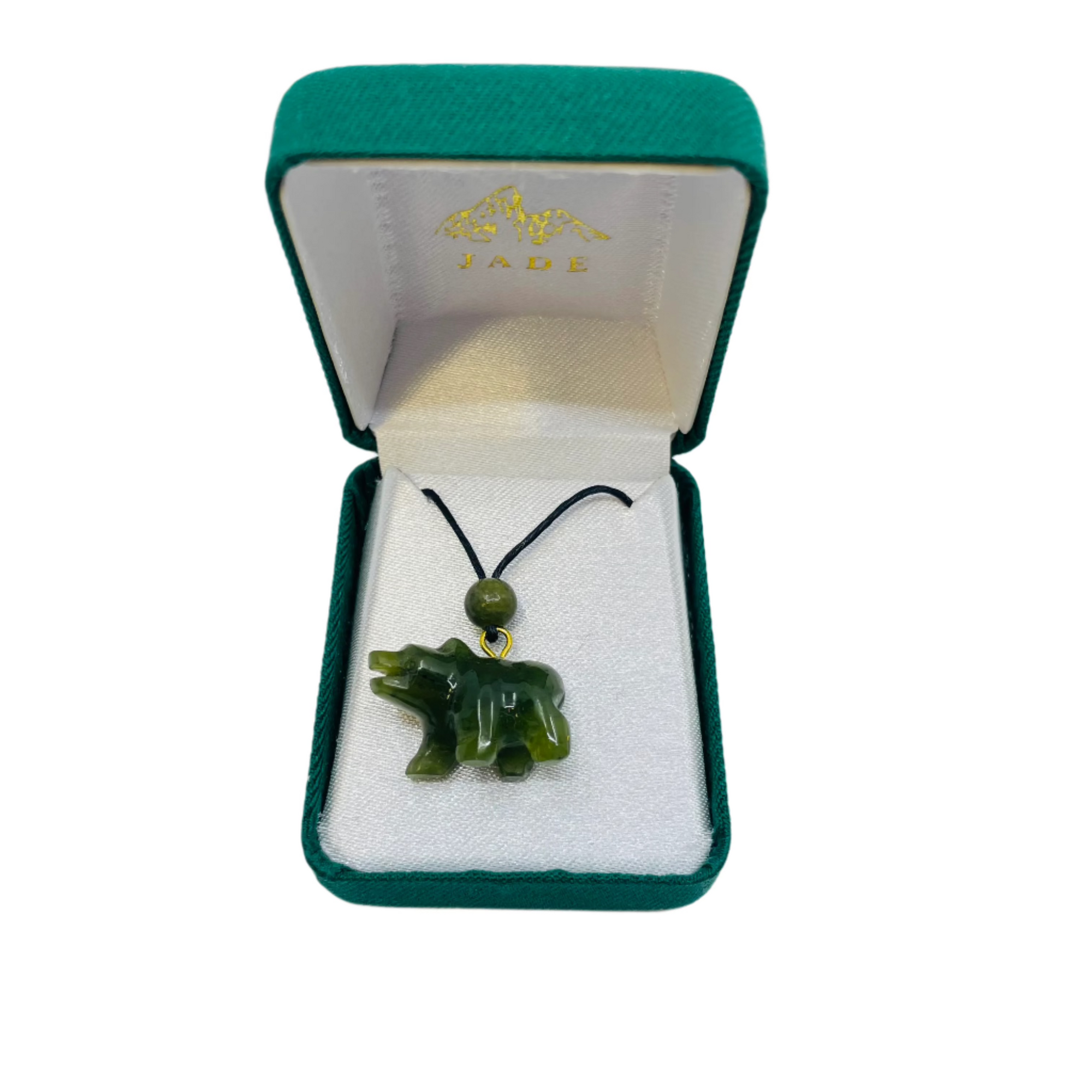 3/4'' Jade Grizzly Bear Pendant black cord -  - Jade - House of Himwitsa Art Gallery