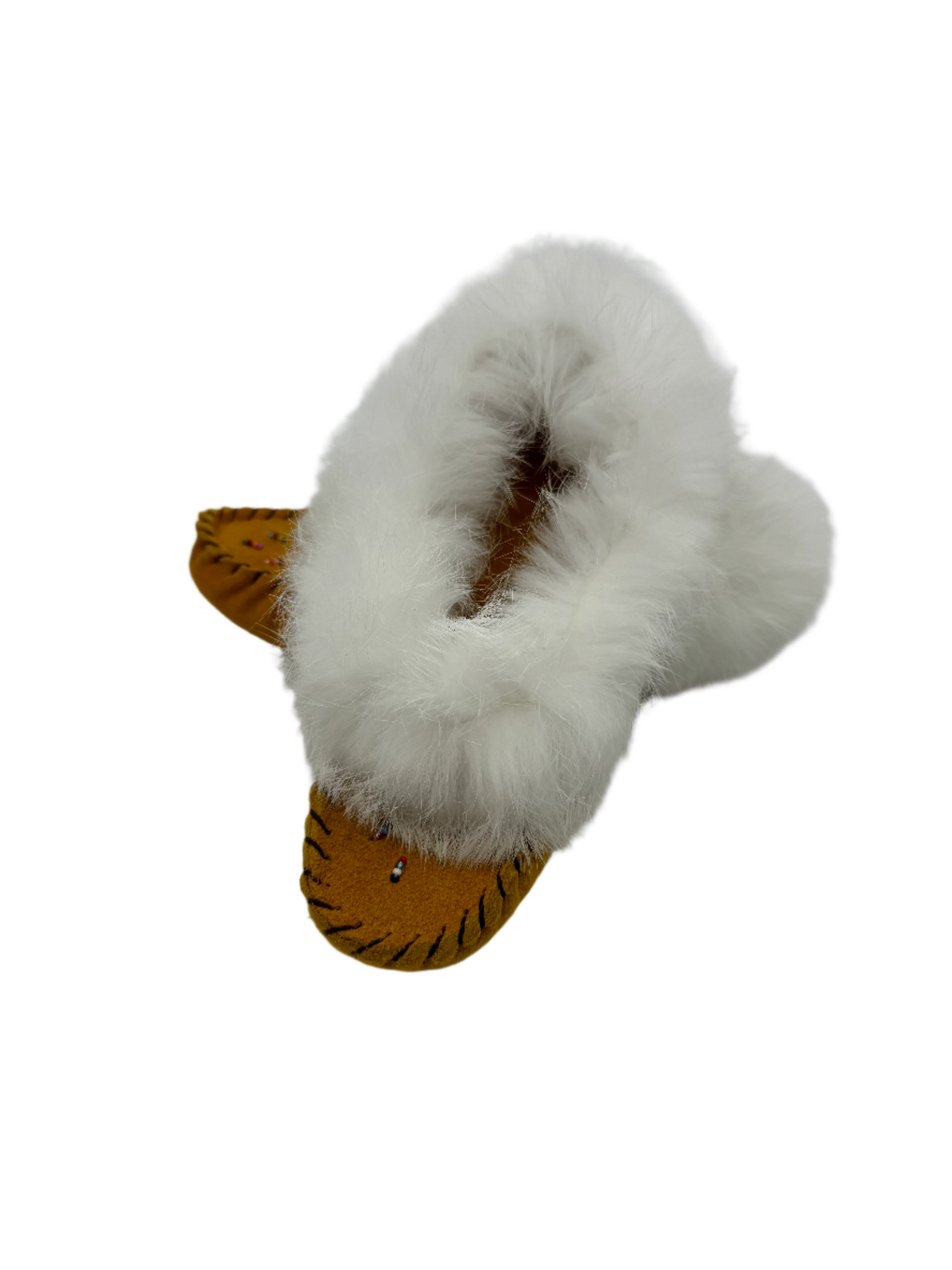 Juniors Moccasins 220J White Fur - Bastien industries - Moccasin - House of Himwitsa Art Gallery