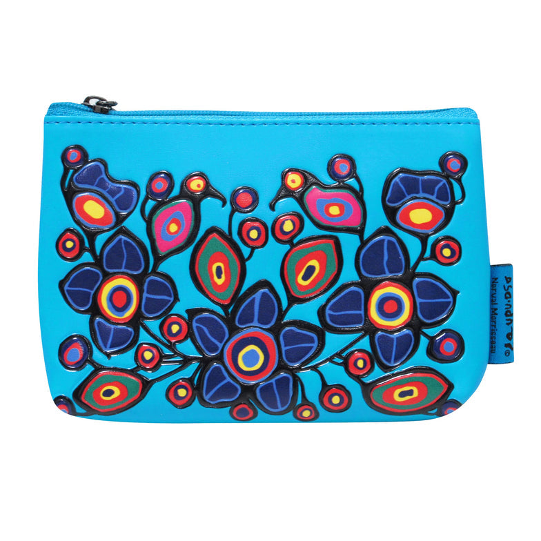 Coin Purse Norval Morissaeu Flowers & Birds - Coin Purse Norval Morissaeu Flowers & Birds -  - House of Himwitsa Native Art Gallery and Gifts
