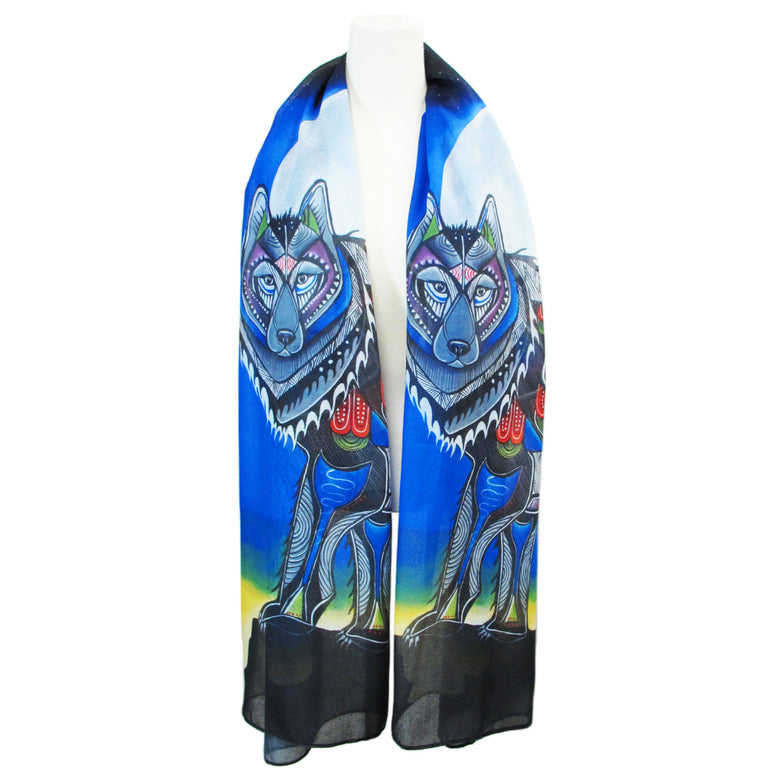 Jessica Somers Wolf Scarf - Jessica Somers Wolf Scarf -  - House of Himwitsa Native Art Gallery and Gifts